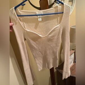 Cream Ribbed Women's sweater